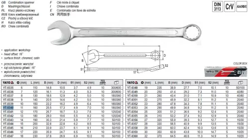 YATO YT-0340 Csillag-villáskulcs 11 mm / 160 mm CrV