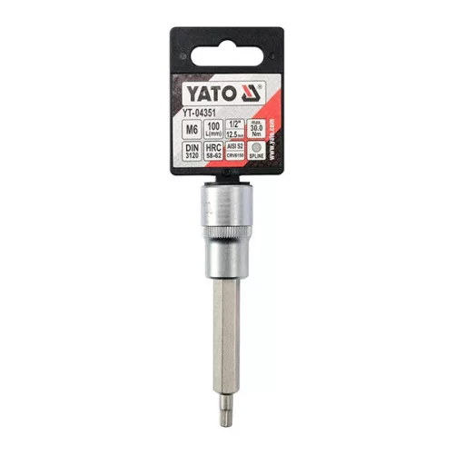 YATO YT-04351 Hosszú bit dugókulcs Spline 1/2" M6 CrV