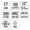 YATO YT-04398 Hosszú bit dugókulcs Imbusz 1/2" 17 mm CrV