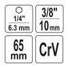 YATO YT-04626 Dugókulcs adapter 1/4" Hex -> 3/8" négyszög CrV