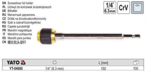 YATO YT-04695 Bithegy-tartó 150 mm 1/4" mágneses gyorszáras
