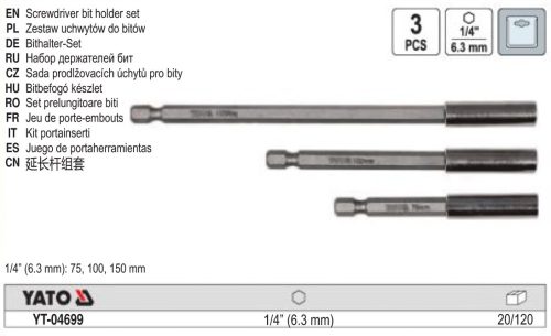 YATO YT-04699 Bithegy-tartó készlet 3 részes 1/4"