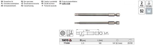 YATO YT-0494 Bithegy imbusz 3,0 + 5,0 mm 1/4" (2 db/cs)