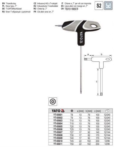YATO YT-05604 T-kulcs T15 / 130 mm S2