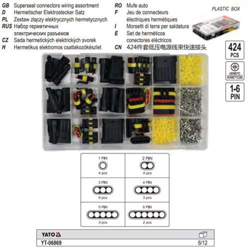 YATO YT-06869 Elektromos csatlakozó készlet 424 részes