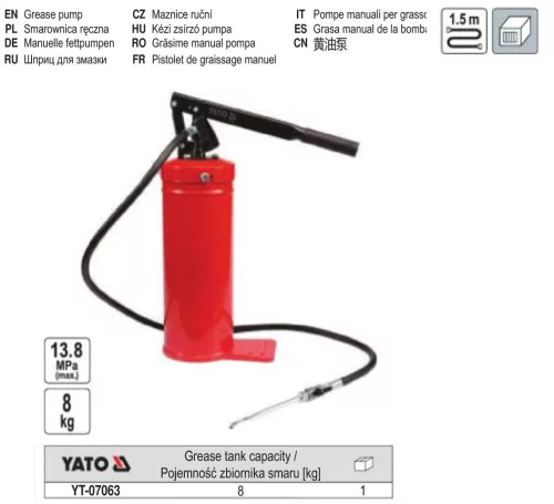 YATO YT-07063 Kézi zsírzó pumpa 8 kg