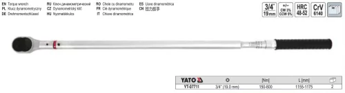 YATO YT-07711 Nyomatékkulcs 3/4" 150-800 Nm / 1155-1175 mm CrV