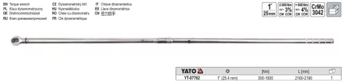 YATO YT-07762 Nyomatékkulcs 1" 300-1500 Nm / 2160-2190 mm CrMo