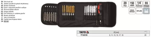 YATO YT-08195 Hengerfej tisztító kefe készlet 20 részes
