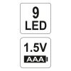 YATO YT-08570 Elemes LED zseblámpa 30 lumen alumínium fekete 3 x AAA