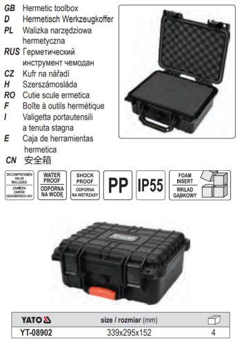 YATO YT-08902 Szerszámkoffer habszivacs betéttel 339 x 295 x 152 mm