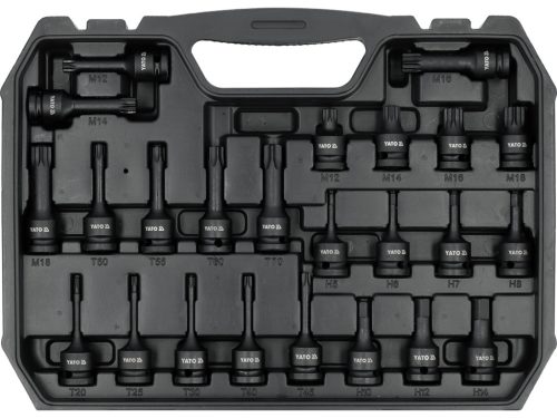 YATO YT-10260 Gépi dugókulcs készlet 64 részes rövid és hosszú dugók, külső és belső torx, SPLine és imbusz, alufelnihez dugó fejekkel 1/2 col