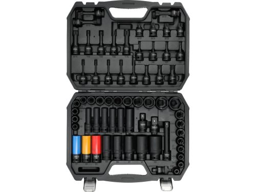 YATO YT-10260 Gépi dugókulcs készlet 64 részes rövid és hosszú dugók, külső és belső torx, SPLine és imbusz, alufelnihez dugó fejekkel 1/2 col