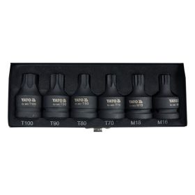  YATO YT-10653 Gépi bit dugókulcs készlet 6 részes Furatos Torx és Spline 3/4 Col CrMo