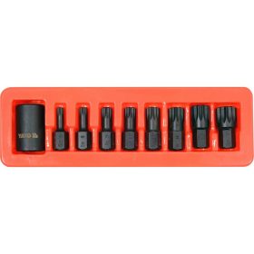   YATO YT-10663 Gépi spline bit készlet 9 részes 1/2" M6-M18 mm dugókulcs adapterrel