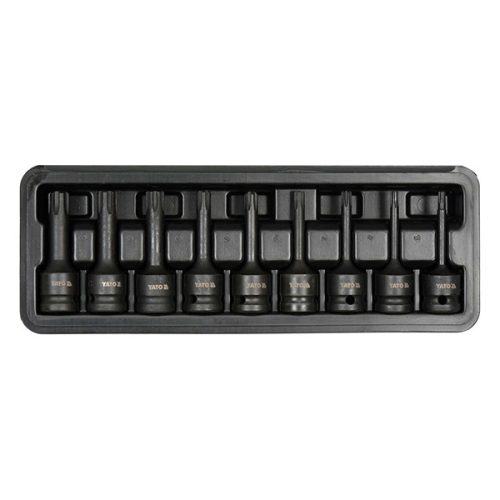 YATO YT-10681 Gépi hosszú bit dugókulcs készlet 9 részes Ribe 1/2" RM5-RM14 CrMo