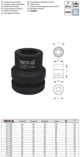 YATO YT-1184 Gépi dugókulcs 1" 28 mm CrMo