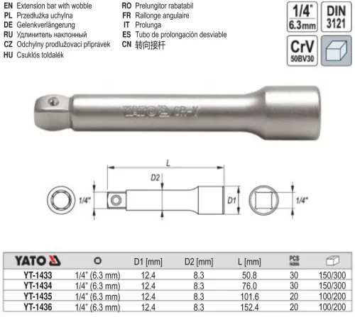 YATO YT-1433 Toldószár 1/4