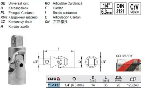 YATO YT-1437 Univerzális csuklós csatlakozó 1/4"CrMo