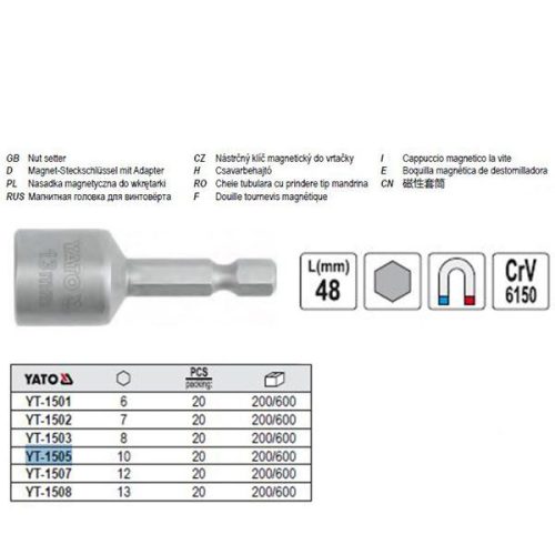 YATO YT-1505 Csavarbehajtó 10 mm L48 CrV