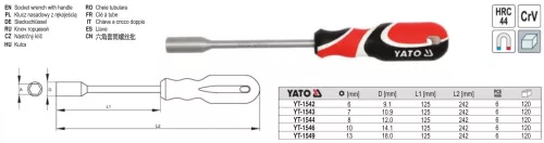 YATO YT-1543 Dugókulcs csavarhúzó 7 mm mágneses CrV