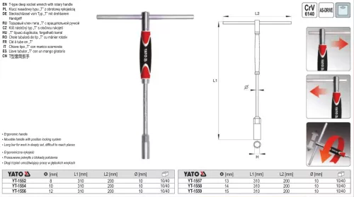 YATO YT-1557 T-kulcs 13 mm / 310 mm forgatható nyéllel CrV