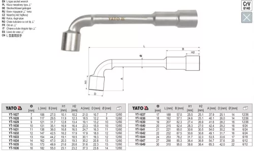 YATO YT-1630 Pipakulcs 10 mm / 131 mm CrV