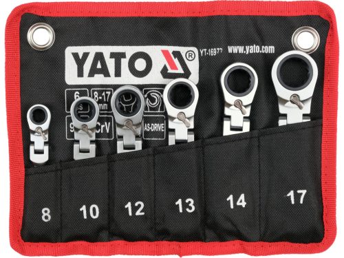 YATO YT-16977 Rövid racsnis csuklós csillag - villáskulcs készlet 6 részes 8-17mm-ig