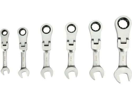 YATO YT-16977 Rövid racsnis csuklós csillag - villáskulcs készlet 6 részes 8-17mm-ig