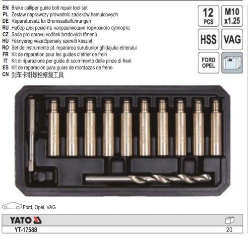 YATO YT-17588 Féknyeregjavító készlet 12 részes (VAG, Ford, Opel)