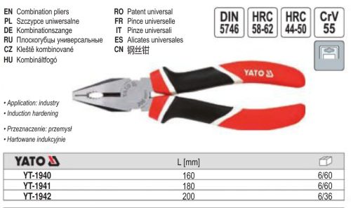 YATO YT-1941 Kombinált fogó 180 mm CrV