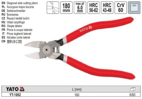 YATO YT-1952 Oldalcsípő fogó 180 mm