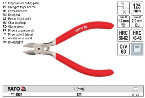 YATO YT-1954 Oldalcsípő fogó 125 mm