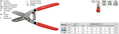 YATO YT-1964 Lemezvágó olló 250 mm egyenes