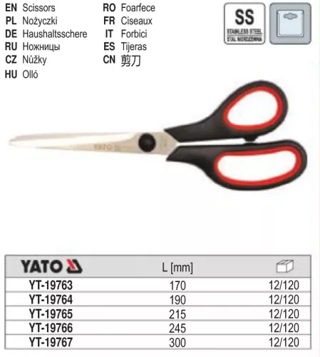 YATO YT-19763 Olló 170 mm inox