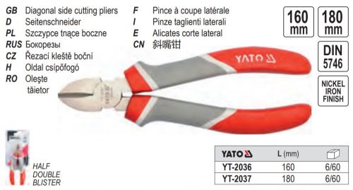 YATO YT-2036 Oldalcsípő fogó 160 mm
