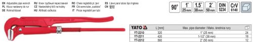 YATO YT-2210 Svédcsőfogó 90° 1" DIN5234 CrV
