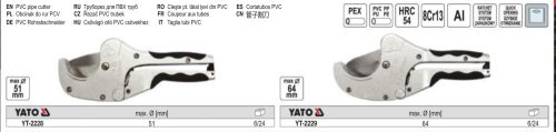 YATO YT-2229 Csővágó olló (PVC) Max D=64 mm Al