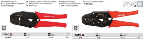 YATO YT-2250 Krimpelő fogó 220 mm (0,5-6 mm2)