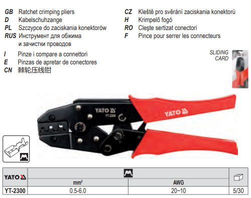 YATO YT-2300 Krimpelő fogó 230 mm/0,5-6,0 mm2