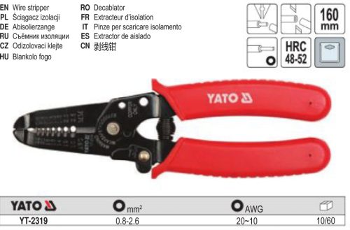 YATO YT-2319 Blankoló fogó 160 mm 0,8-2,6 mm