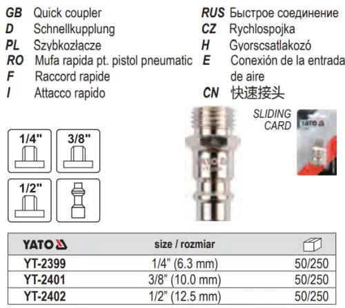 YATO YT-2401 Pneumatikus tömlővég 3/8" menetes