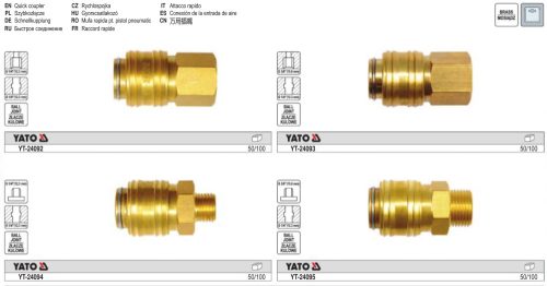YATO YT-24093 Pneumatikus gyorscsatlakozó 1/4" x 3/8" sárgaréz