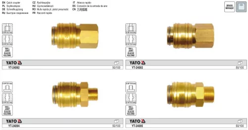 YATO YT-24095 Pneumatikus gyorscsatlakozó 3/8" x 1/4" sárgaréz