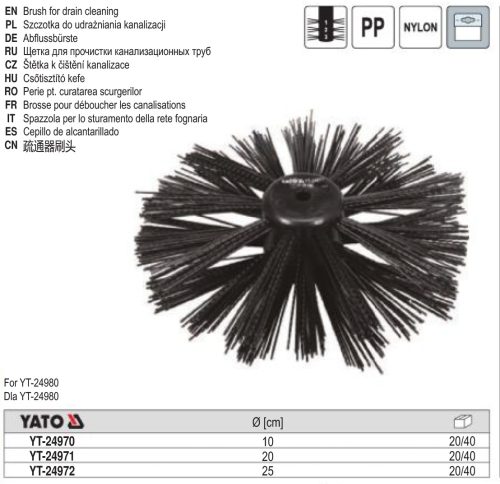 YATO YT-24972 Kefe 250 mm YT-24980 csőtisztítóhoz