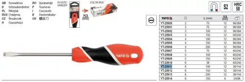 YATO YT-25911 Csavarhúzó lapos 6 x 100 mm mágneses S2