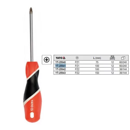 YATO YT-25941 Csavarhúzó PZ1 x 100 mm mágneses S2