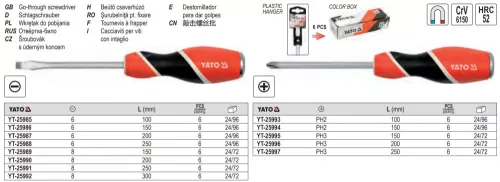 YATO YT-25986 Csavarhúzó 6 x 150 mm üthető CrV