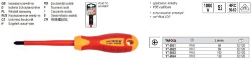 YATO YT-2823 Csavarhúzó PH2 x 100 mm 1000 V-ig szigetelt