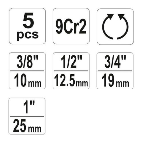 YATO YT-29001 Csőmenetmetsző készlet 5 részes (3/8" -1")